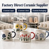 Tasse à café en céramique florale tendance de 11 oz, tasse à eau pour le petit-déjeuner, vaisselle en porcelaine, logo personnalisé pour la maison, le bureau ou comme cadeau