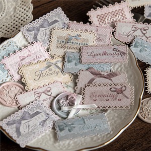 Paquete de 20 Pegatinas de Encaje Estéticas Vintage, Etiquetas Autoadhesivas Troqueladas con Acabado Brillante para Decoración Festiva, Diario/Agenda - Product Image 2