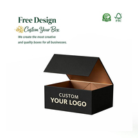 Boîtes d'emballage pliables en carton rigide avec logo imprimé personnalisé, boîtes pliantes en papier avec aimants, boîtes cadeaux magnétiques noires de luxe