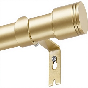 Gold Metal <strong>Curtain</strong> <strong>Pole</strong> 80 365 cm <strong>Eyelet</strong> 25 mm Diameter Telescopic Rod Bracket Cylindrical End Piece - Product Image 1