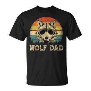 <b>Wolf</b> Dad Vintage <b>T</b>-<b>Shirt</b> Short Sleeve Crew Neck Unisex Adult Promotional Gift - Product Image 1