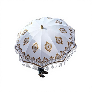 Parasol de jardin pliant en tube de fer à motif unique imprimé en relief, style bohème indien, parasol de plage, protection solaire pour patios, fait main - Product Image 1