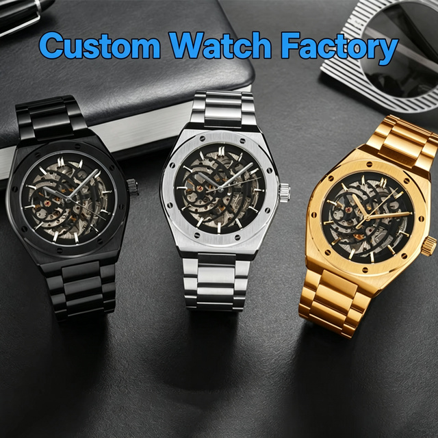 Oem Factory Custom Men's Skeleton Automatic Mechanical Watch Japanese Movement Luminous Dial Waterproof Montres Automatique