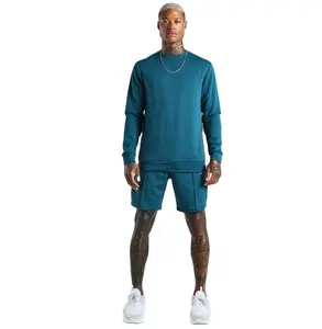 Mới Nhất Đồng Bằng Tracksuits Người Đàn Ông Ngắn Tay Áo Mồ Hôi Quần Short Hai Mảnh Thiết Lập Chất Lượng Cao Cấp Bộ