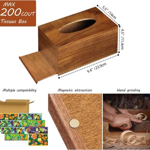 Wooden Tissue Box Solid Wood Modern Design Free <b>Standing</b> Bathroom Household Use - Product Image 5