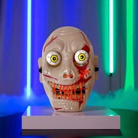 Masque intégral en plastique effrayant pour fête d'Halloween, style classique vampire zombie, imprimé en typographie, pour déguisement cosplay