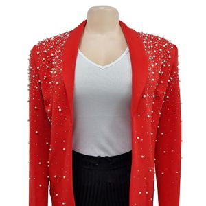 Blazer da <span class=keywords><strong>Donna</strong></span> con Strass e Perle Giacca da Lavoro Ufficio Formale Moda <span class=keywords><strong>Donna</strong></span> Giacca Femminile Blazer <span class=keywords><strong>Oversize</strong></span> - Product Image 3