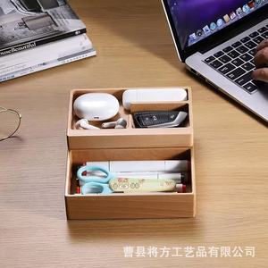 Wooden <b>rotating</b> magnetic tray for decorating office storage, including watches, glasses, headphones, and business cards. - Product Image 2