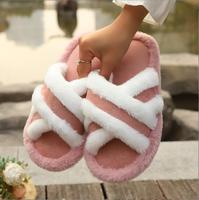 Nouvelles pantoufles fourrées pour femme, claquettes moelleuses d'intérieur, mode automne-hiver, en EVA léger, tongs plates souples pour femme