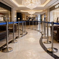 Barrière de contrôle des foules économique, barrière professionnelle pour files d'attente avec une hauteur de 900 mm et une ceinture en nylon haute résistance pour la gestion des foules dans les banques, les hôpitaux ou les expositions