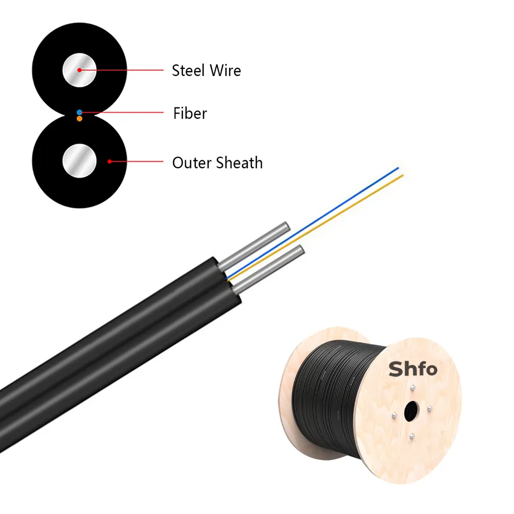 SHFO-GJXH indoor Fiber Drop Cable GJXH indoor 8 figure 2 core non-self-supporting Steel Wire fiber drop cable
