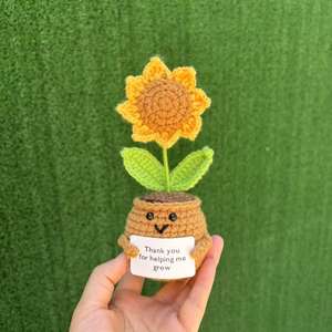Mini bouquet de plantes <span class=keywords><strong>en</strong></span> <span class=keywords><strong>pot</strong></span> tricoté au crochet pour la décoration intérieure la plus populaire pour les cadeaux de Tkansgiving - Product Image 4
