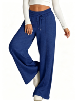 Pantalon de sport évasé taille haute pour femme, coupe droite, version large, de qualité supérieure