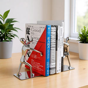 Sujetalibros Verticales de Metal Art Deco Creativo, Soporte para Libros de Escritorio, Decoración Moderna para Oficina y Hogar, Regalo de Cumpleaños para Estudiantes, Organizador de Libros - Product Image 3