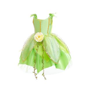 Robe de <span class=keywords><strong>fée</strong></span> en polyester vert 2024 pour filles, costume de princesse Tinker Bell de luxe avec des vignes et des fleurs, Noël, Halloween - Product Image 3