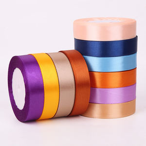 Großhandel Hochwertige 2 cm Blumenstrauß Satin band Rolle individuell bedruckte einfarbige Polyester Satin Bänder für Geschenk verpackung - Product Image 2