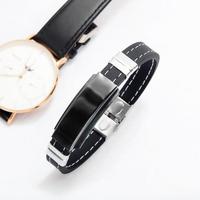 Bracelet en Silicone Moustique avec Logo Gravé Personnalisé Bijoux Européen Hotsale Couture Bracelet en Caoutchouc Fermoir en Acier Inoxydable pour Hommes