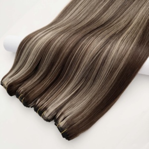 Wholesale Virgin Hair Manufacturers <b>Cheap</b> Natural Straight Blackdark Brownlight Brown Thick Machine Weft Hair <b>Extension</b> - Product Image 4