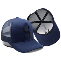 Gorra Trucker de Malla Azul Marino con Logotipo Personalizado, Bordado 3D, Transpirable, para Deportes al Aire Libre, con Cierre a Presión, 5 Paneles, Gorra de Béisbol