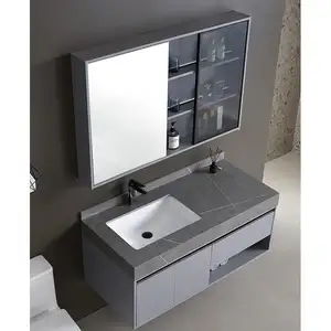 定制豪华陶瓷台面现代镜子实木壁挂式现代水槽浴室柜