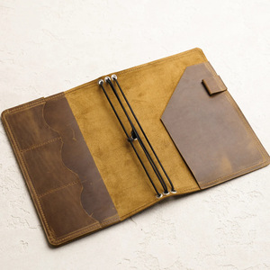 European and American retro A5PU leather <b>book</b> cover, multi-card slot, simple notebook/loose-<b>leaf</b> notebook, portable <b>book</b> cover, - Product Image 1