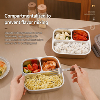 Aohea Maßgefertigte 304 Edelstahl 4-Fach Bento-Box BPA-frei Langlebige Leichte Lunchbox mit Deckel