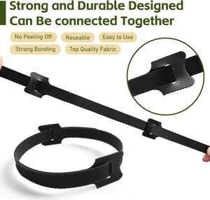 Attaches en nylon écologiques double face, auto-adhésives, à crochets et boucles, en forme de T, réglables, pour câbles - Product Image 3