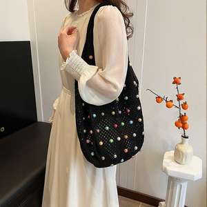 Sac à bandoulière décontracté grande capacité en gros, nouveau sac de plage d'été pour femmes, sac tissé à sequins à deux ouvertures - Product Image 4