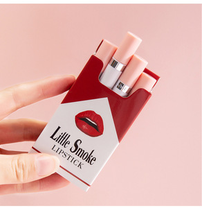 2024 HANDAIYAN, venta al por mayor, juego <span class=keywords><strong>de</strong></span> lápiz labial <span class=keywords><strong>de</strong></span> cigarrillo lindo vegano, 4 colores, caja <span class=keywords><strong>de</strong></span> humo impermeable mate, lápiz labial rojo desnudo - Product Image 3