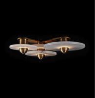 APPAREIL Cercle Naturel Marbre Abat-Jour Minimaliste Intérieur Art Déco Laiton Espagnol Albâtre Pierre Plafonnier 3 Ampoule 4 Ampoule Médiane
