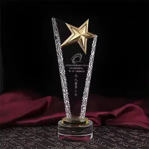 Premio logo personalizzato in metallo pentagramma bianco cristallo lucido trofeo