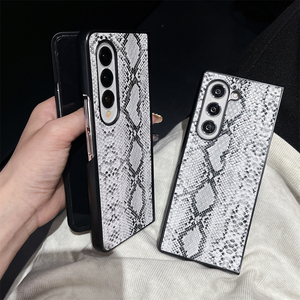 Funda de teléfono con patrón de piel de serpiente de lujo para Samsung <span class=keywords><strong>Galaxy</strong></span> <span class=keywords><strong>Z</strong></span> <span class=keywords><strong>Flip</strong></span> 4 5 6 PU cuero + funda protectora dura de PC para <span class=keywords><strong>Galaxy</strong></span> <span class=keywords><strong>Z</strong></span> Fold 4 5 6 - Product Image 1