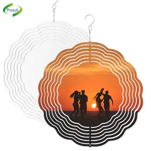 Prosub 8" 10" Metal Aluminum Wind Chimes Spinners Sublimation Blank Double Sided DIY Garden Sublimation Wind Spinner