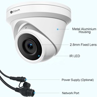 Caméra Dôme IP PoE 4COVR 8MP OEM Extérieur/Intérieur IP67 avec Micro Intégré, Objectif 2.8mm, Grand Angle 110°, Vision Nocturne 100ft, Détection Faciale IA