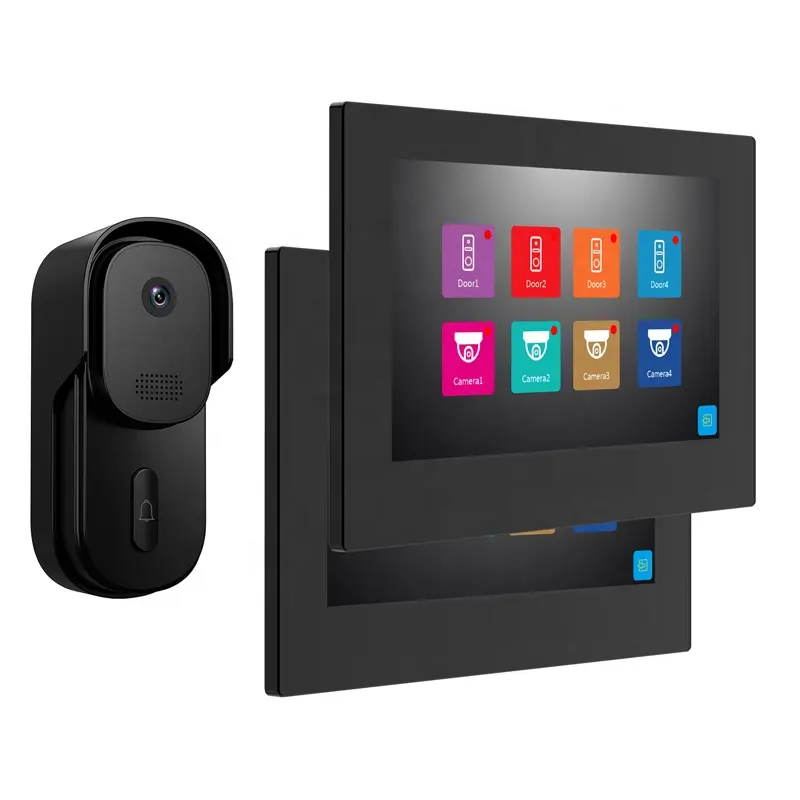 Tuya Smart 7 Inch Video Door Phone Two Way Audio Touch Screen Intercom Door Phone Wired Waterproof Home Security System