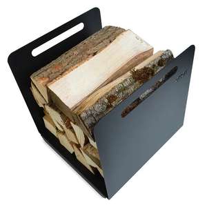 JH-Mech robusta mensola per legna da ardere nera in acciaio verniciato a polvere camino in legno porta oggetti in metallo per legna da ardere - Product Image 6