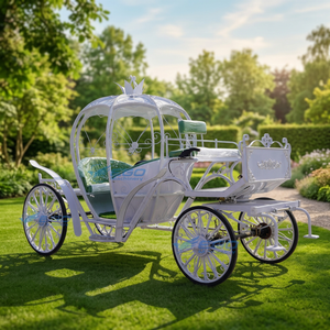 Chariot de balade à chevaux Princesse Cendrillon en forme de citrouille à 4 roues pour visites touristiques et mariages - Product Image 1