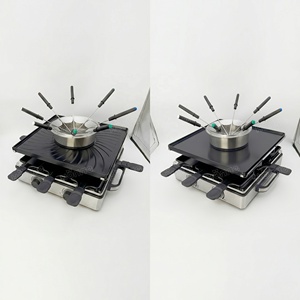 Grill électrique multifonction 3 en <span class=keywords><strong>1</strong></span> à double bouton pour 8 personnes avec ensemble de fondue au fromage et au chocolat - Product Image 6