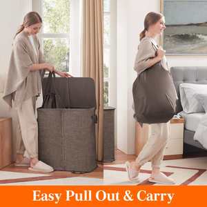 136L Brown Laundry <b>Hamper</b> 2 Section Double Laundry Basket with Lid <b>Large</b> Dirty Clothes <b>Hamper</b> with Removable Liner Bags - Product Image 4