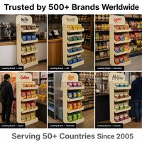 Étagère de présentation en contreplaqué à 5 niveaux pour les magasins de snacks, étagère en bois sur pied, montage facile, présentoir personnalisé, certifié FSC