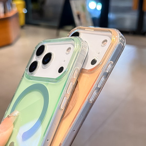 Cover per iPhone IMD con Gradiente Neon e Colore Laser Trasparente, Compatibile con Ricarica Wireless, Forte Magnete e Antiurto per iPhone 14 15 16 17 Pro Max - Product Image 5