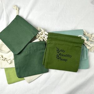 Sac en coton biologique réutilisable avec cordon de serrage pour emballage de détail avec logo personnalisé - Product Image 1