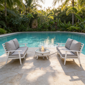 Ensemble <span class=keywords><strong>de</strong></span> <span class=keywords><strong>salon</strong></span> <span class=keywords><strong>de</strong></span> <span class=keywords><strong>jardin</strong></span> toutes saisons avec structure en métal antirouille et sièges profonds, idéal pour les projets contemporains <span class=keywords><strong>de</strong></span> resorts et d'hôtels - Product Image 3