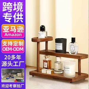 Wooden <b>Walnut</b> Wood Desktop <b>Shelf</b> Solid Wood Cup Holder Coffee Tea Set Organizer Perfume Stand - Product Image 5