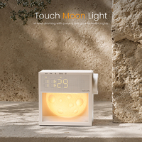 Lampe de chevet intelligente Touch Moon Light avec chargeur sans fil 15W, machine à bruit blanc 20 sons et veilleuses LED tactiles
