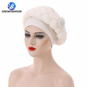 Sinya nouveau Design femmes Auto <span class=keywords><strong>Gele</strong></span> Headtie <span class=keywords><strong>Aso</strong></span> <span class=keywords><strong>Oke</strong></span> Bonnet décontracté mode musulman Turban casquette coton matériel pour dames - Product Image 5