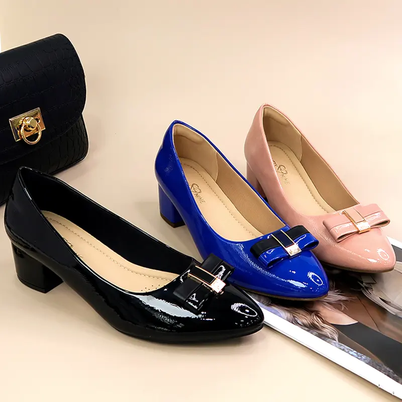 Novedades Zapatos de tacón para mujer Zapatos de vestir Oficina Tacones bajos gruesos Punta redonda
