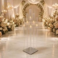Bougeoir Acrylique Pas Cher, Candélabre Moderne Simple en Acrylique à 9 Bras pour Centres de Table de Mariage