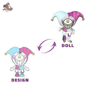 Produttore di peluche Joker personalizzato-bambola pagliaccio imbottita su misura con cappello e campane da giullare per collezione e regali - Product Image 4