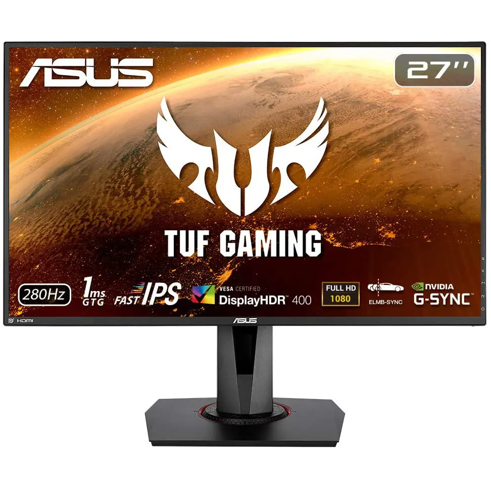 Monitor HDR de 27 pulgadas para videojuegos, pantalla IPS de 1080P HD, 280Hz, Compatible con G-SYNC de desenfoque de movimiento extremo bajo, sincronización para videojuegos, como US TUF, VG279QM